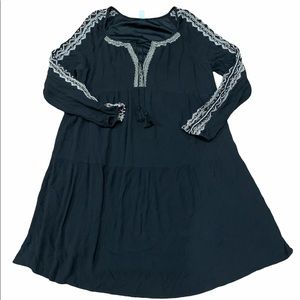 Old Navy Black Patterned Dress Size Med